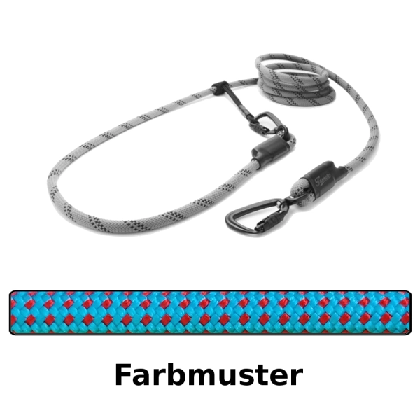 EASYLONG Hundeleine TWIST - L - 2m - hellblau mit roten Punkten